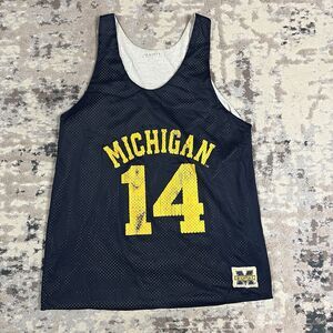 Michigan Wolverines NCAA Vintage Men's Basketball Mesh Jersey Sz Large #14